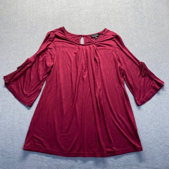Suzanne Betro Shirt Top Women Size XL 3/4 Sleeve Relaxed,Pleated Front,Soft - Picture 1 of 12
